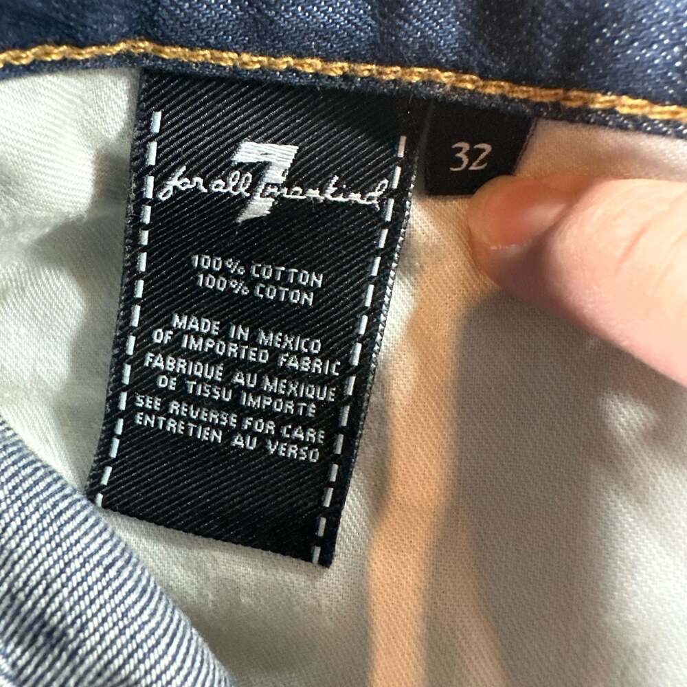 7 For All Mankind Standard Mens Blue Denim Jeans Size 32 Dark Wash 5 Pocket - Picture 4 of 10